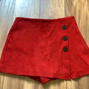 Zara trf red suede skort